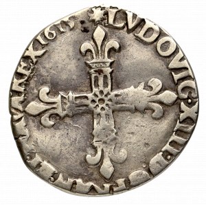 Francja, Ludwik XIII, 1/4 ecu 1615