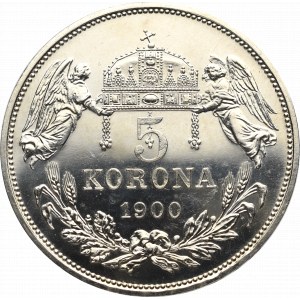 Węgry, Franciszek Józef I, 5 koron 1900 KB Kremnica - RESTRIKE !