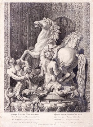 Etienne Baudet - Stephanus (ok. 1638–1711), Konie Apolla pielęgnowane przez dwóch Trytonów, 1675