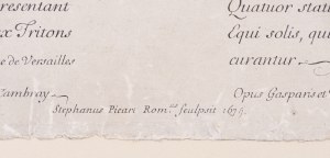 Etienne Baudet - Stephanus (ok. 1638–1711), Konie Apolla pielęgnowane przez dwóch Trytonów, 1675