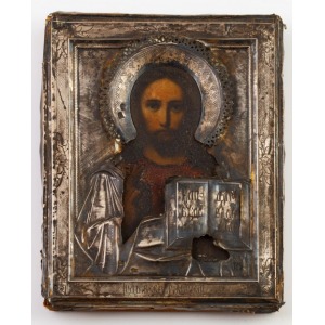 IKONA, CHRYSTUS PANTOKRATOR, Rosja, pocz. XX w.