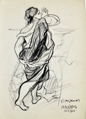 Kazimierz Podsadecki (1904-1970), Postać krocząca wg obrazu Tycjana „Bachus i Ariadna”, 1964