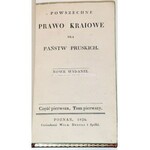POWSZECHNE PRAWO KRAIOWE DLA PAŃSTW PRUSKICH Cz.1, t.1., 1826