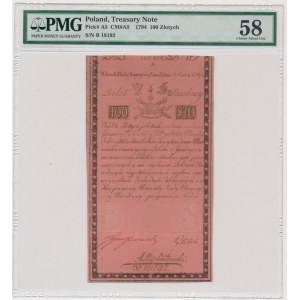 100 złotych 1794 - B - PMG 58 - znak wodny DUŻY Honig