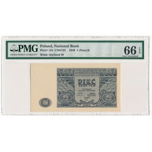 5 złotych 1946 - PMG 66 EPQ