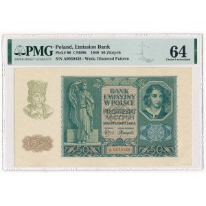 50 złotych 1940 - A - PMG 64 - niski numer