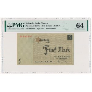 5 marek 1940 - PMG 64 - numerator czerwony