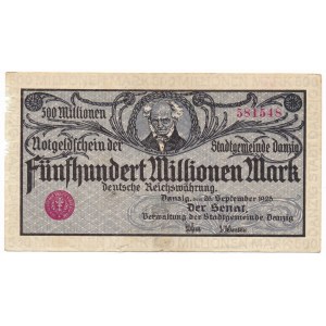 Gdańsk 500 milionów 1923 - druk szarofioletowy