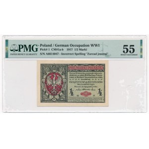 1/2 marki 1916 Jenerał - A - PMG 55 numerator czerwony