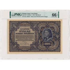 1.000 marek 1919 - III Serja AL - PMG 66 EPQ - szeroka numeracja