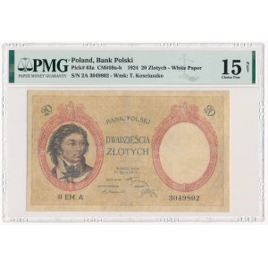 20 złotych 1924 II EM.A - PMG 15 N - RZADKI