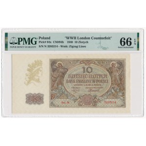 10 złotych 1940 - N. - London Counterfeit - PMG 66 EPQ