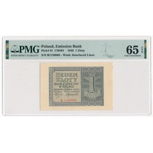 1 złoty 1940 - B - PMG 65 EPQ