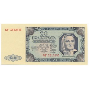 20 złotych 1948 - GF - papier prążkowany