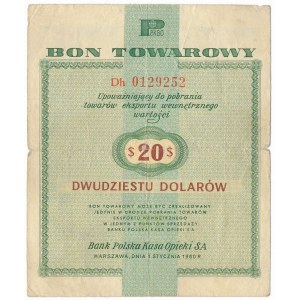 Pewex 20 dolarów 1960 - Dh - z klauzulą