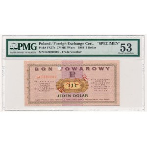 Pewex Bon Towarowy 1 dolar 1969 WZÓR Ed 0000000 - PMG 53