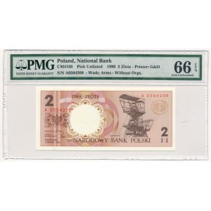 2 złote 1990 - A - PMG 66 EPQ