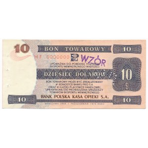 Pewex Bon Towarowy 10 dolarów 1979 WZÓR HF 0000000