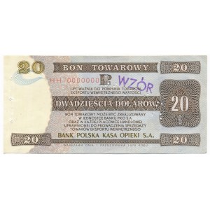 Pewex Bon Towarowy 20 dolarów 1979 WZÓR HH 0000000