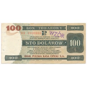 Pewex Bon Towarowy 100 dolarów 1979 WZÓR HK 0000000