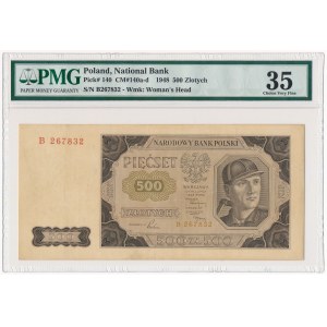 500 złotych 1948 - B - PMG 35 - RZADKOŚĆ w naturalnym stanie