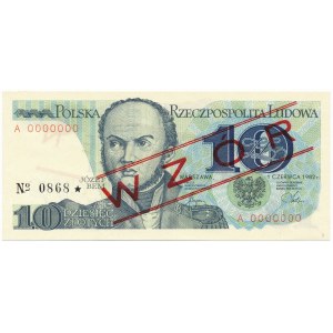 10 złotych 1982 WZÓR A 0000000 No.0868