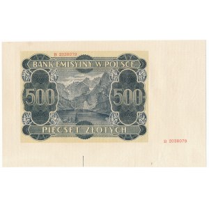 500 złotych 1940 - B - nieukończony druk