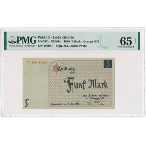 5 marek 1940 - PMG 65 EPQ - papier kartonowy