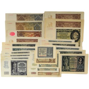 Zestaw, Banknoty okupacyjne (23szt.) - szeleszczące