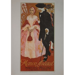 Artysta Anonimowy (Xix/Xx W.), MANON LESCCAUT - Plakat do opery Giacoma Pucciniego, 1909