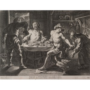 Cornelis Galle (1576-1650), Baucis i Filemon przyjmują Jowisza i Merkurego, ok. 1630 - według obrazu Petera Paula Rubensa