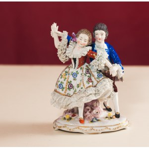 Tańcząca Para - Figurka, porcelana, farby naszkliwne, złocenie; wys. 16 cm;