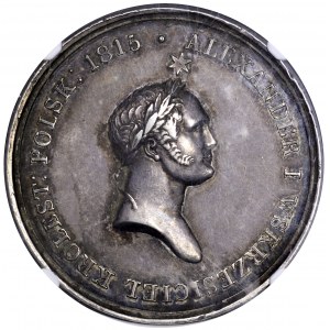 Królestwo Polskie, medal na śmierć Aleksandra 1826 - duży, NGC AU53, rzadkość