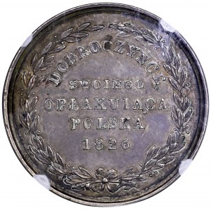 Królestwo Polskie, medal na śmierć Aleksandra 1826 - duży, NGC AU53, rzadkość