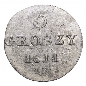 Księstwo Warszawskie, 5 groszy 1811 IB, przebitka