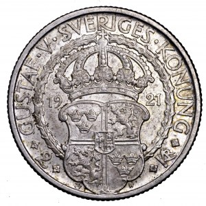 Szwecja, 2 korony 1921, 400 lat dynastii Wazów - piękne
