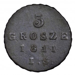 Księstwo Warszawskie, 3 grosze 1811 IS