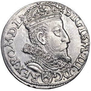 Zygmunt III Waza, trojak 1605, Kraków - 5 jak 7, piękny, rzadki