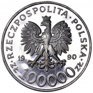 III RP, 100000 zł Solidarność 1991, typ A - prooflike
