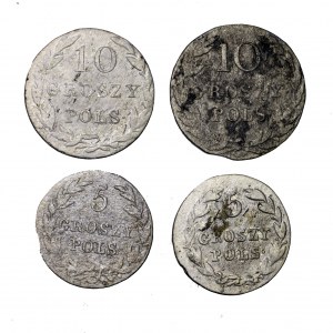 Królestwo Polskie, zestaw 4 srebrnych monet groszowych
