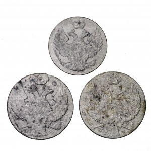 Królestwo Polskie, zestaw 3 srebrnych monet groszowych