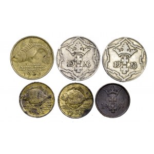 Wolne Miasto Gdańsk, zestaw 6 monet