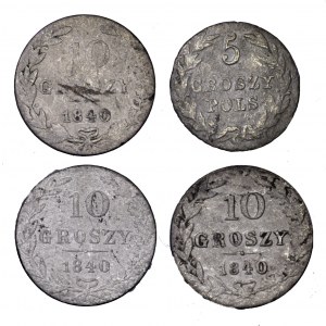 Królestwo Polskie, zestaw 4 monet srebrnych