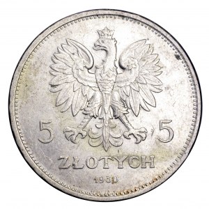 II Rzeczpospolita, 5 złotych 1930, Sztandar