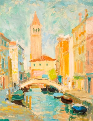 Eugeniusz ARCT (1899 - 1974), Pejzaż włoski (Widok na kanał Rio de San Barnaba?), 1965