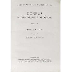 Średniowiecze, Corpus Nummorum Poloniae, Gumowski, Kraków 1939, książka + tablice