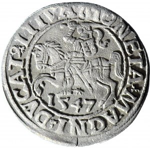 R-, Zygmunt II August, Półgrosz 1547, Wilno, rzadka końcówka L