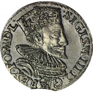 R-, Zygmunt III Waza, Trojak 1594 Malbork, pęknięty pierścień