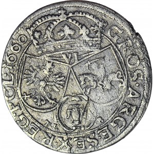 Jan II Kazimierz, Szóstak 1660 TLB, Kraków, paski na naramienniku