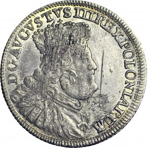 August III Sas, Dwuzłotówka 1753, Lipsk, duża głowa